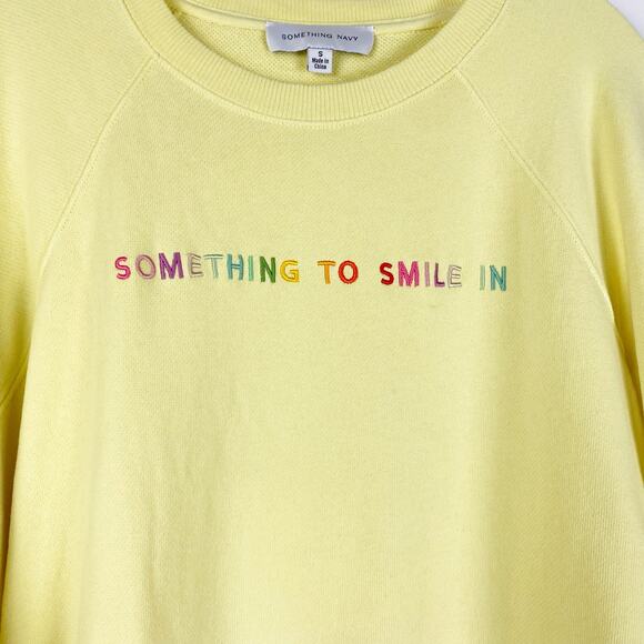 Something Navy Ombre Yellow Something To Smile In Sweatshirt Womens Size Small - Picture 11 of 11
